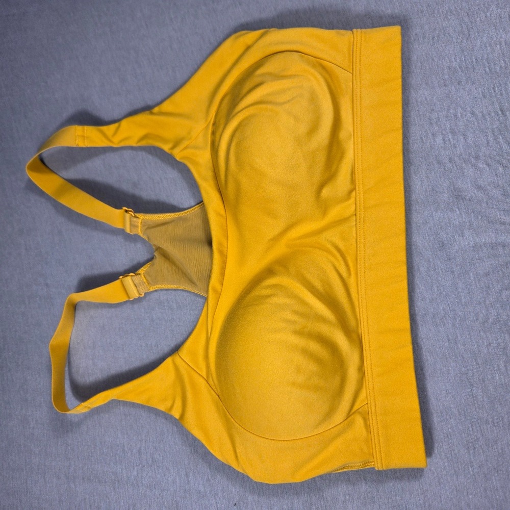 Gymshark High Support Sports Bra Mustard Yellow Racerback Mesh Size M
